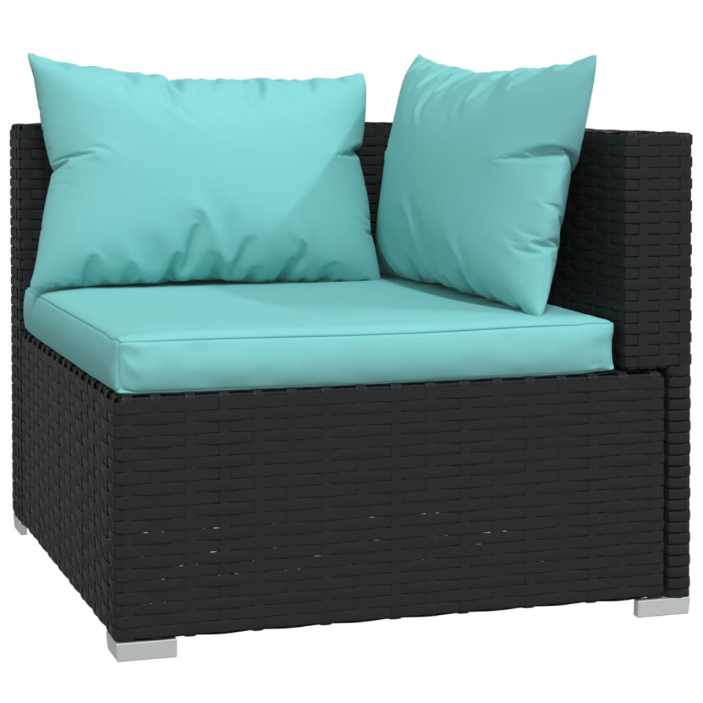 vidaXL 7-delige Loungeset met kussens poly rattan zwart