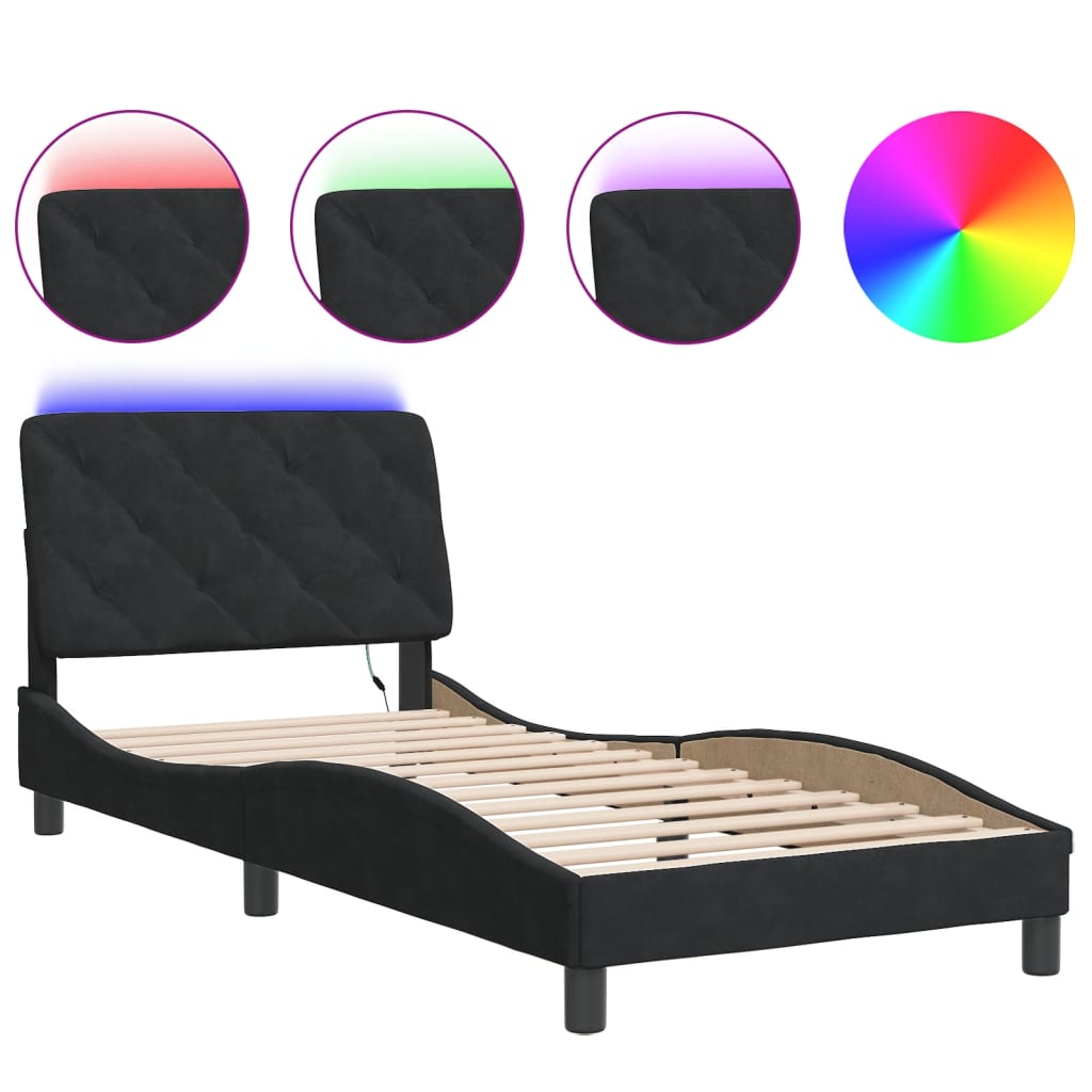 vidaXL Bedframe met LED-verlichting fluweel zwart 80x200 cm