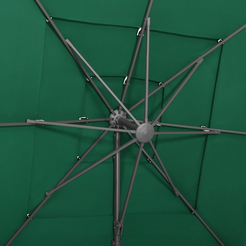 vidaXL Parasol 4-laags met aluminium paal 250x250 cm groen