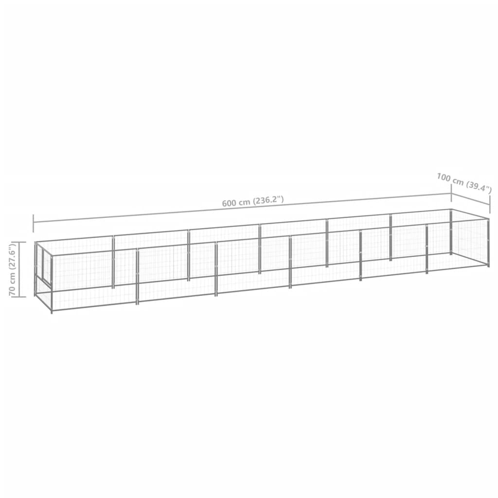 vidaXL Hondenkennel 6 m² staal zilverkleurig