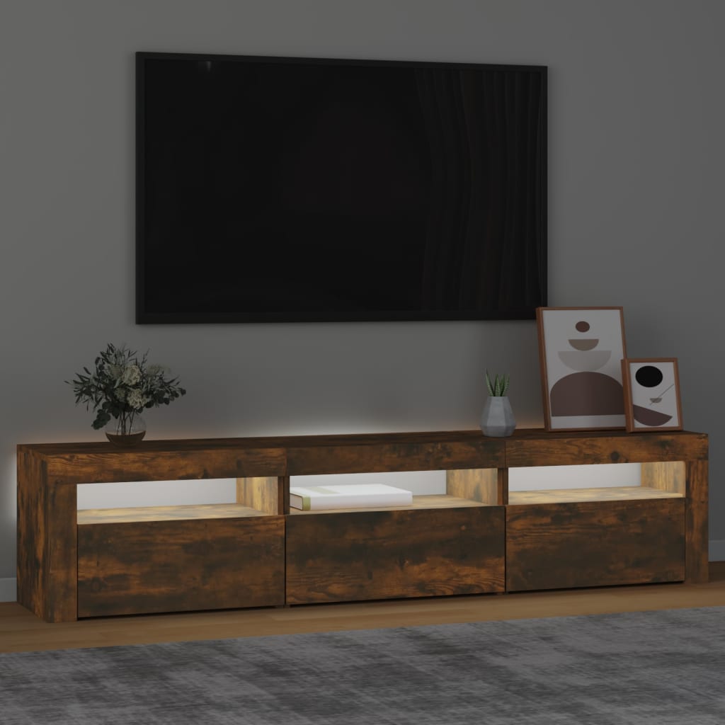 vidaXL Tv-meubel met LED-verlichting 180x35x40 cm gerookt eikenkleurig