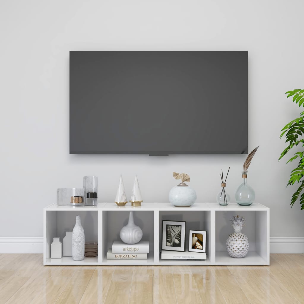 vidaXL Tv-meubelen 4 st 37x35x37 cm spaanplaat hoogglans wit