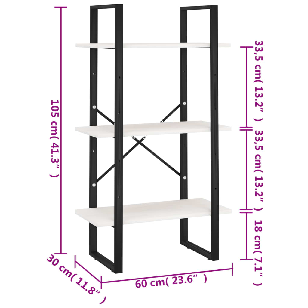 vidaXL Opbergrek 60x30x105 cm massief grenenhout wit