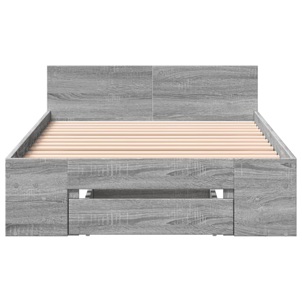 vidaXL Bedframe met lade bewerkt hout grijs sonoma eiken 100x200 cm