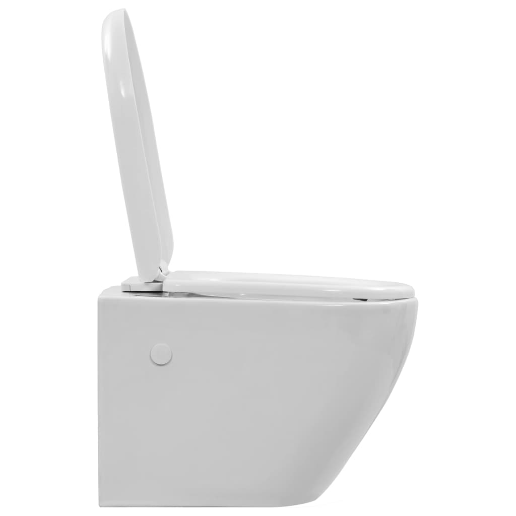 vidaXL Hangend toilet randloos keramiek wit