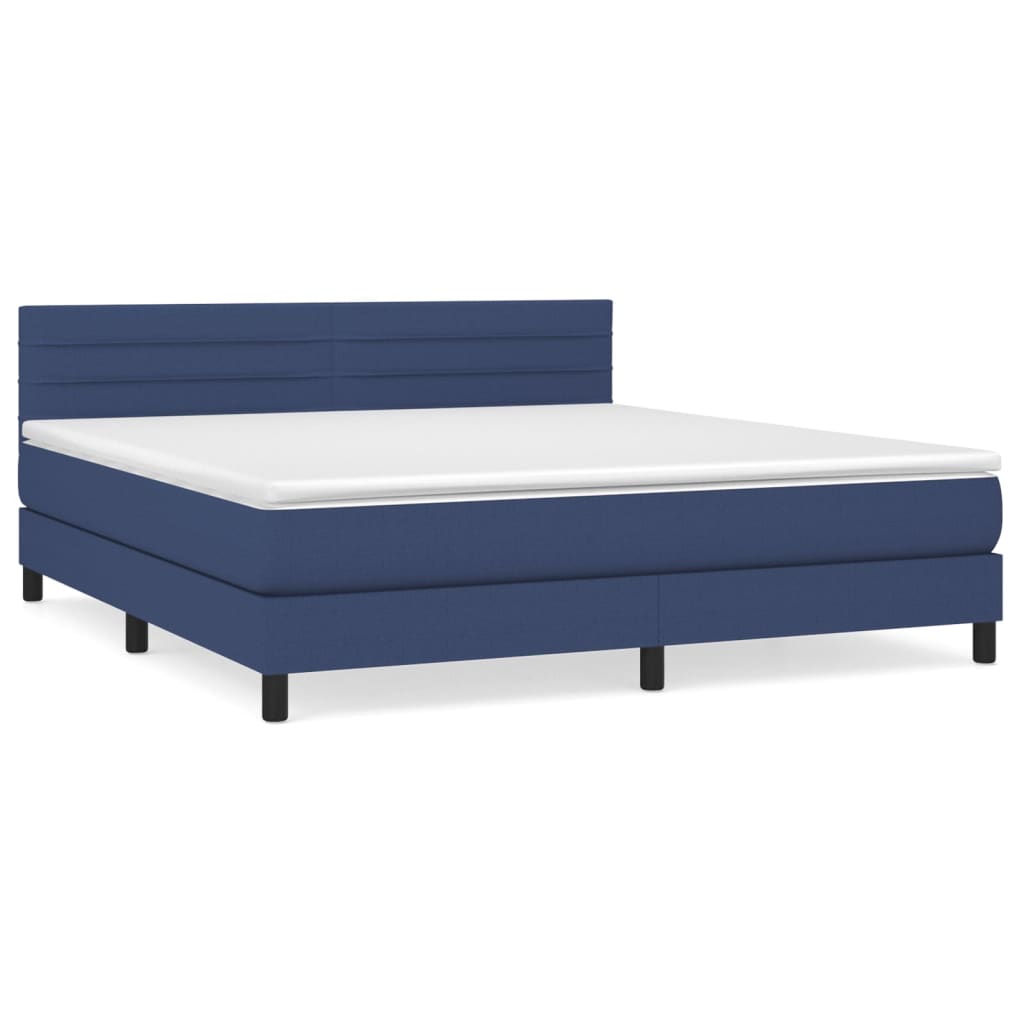 vidaXL Boxspring met matras stof blauw 180x200 cm