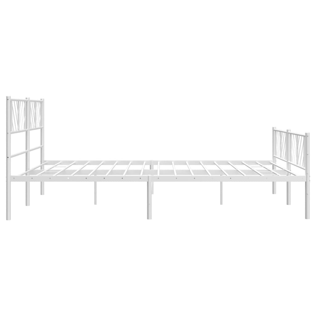 vidaXL Bedframe met hoofd- en voeteneinde metaal wit 183x213 cm