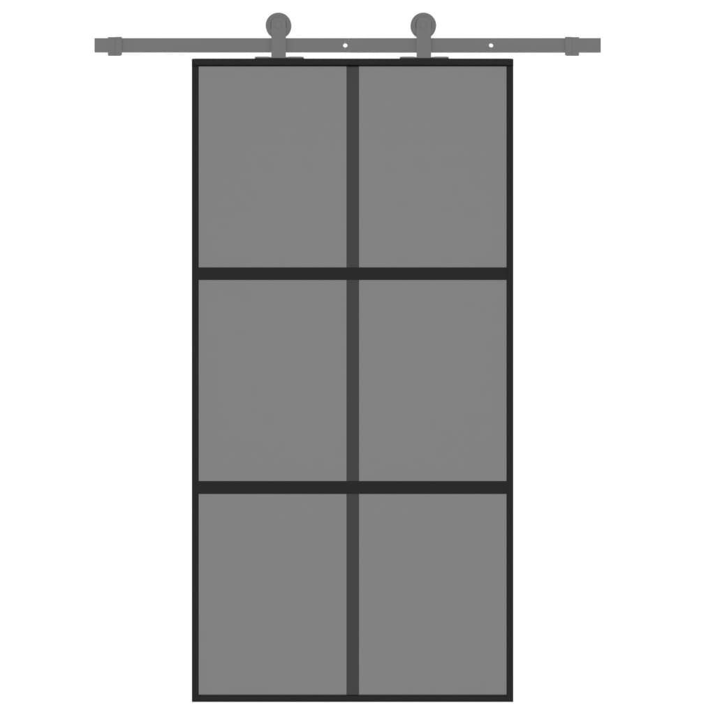 vidaXL Schuifdeur 102,5x205 cm gehard glas en aluminium zwart