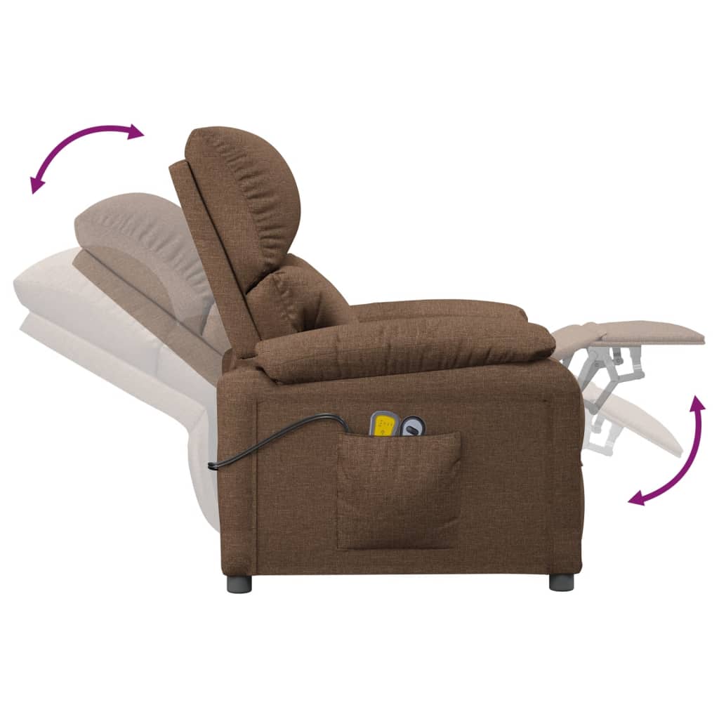 vidaXL Massagestoel elektrisch verstelbaar stof bruin