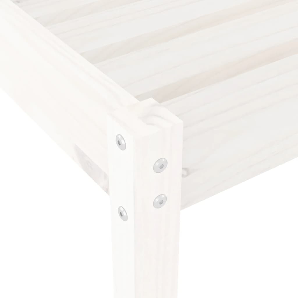 vidaXL Ligbedden 2 st met tafeltje massief grenenhout wit