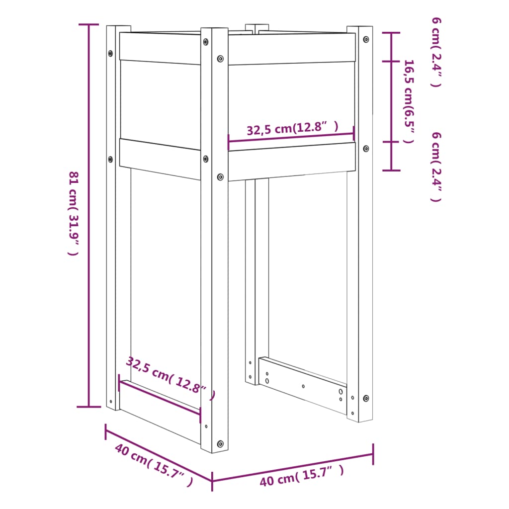 vidaXL Plantenbakken 2 st 40x40x81 cm massief grenenhout zwart