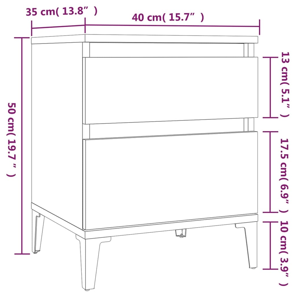 vidaXL Nachtkastjes 2 st 40x35x50 cm sonoma eikenkleurig