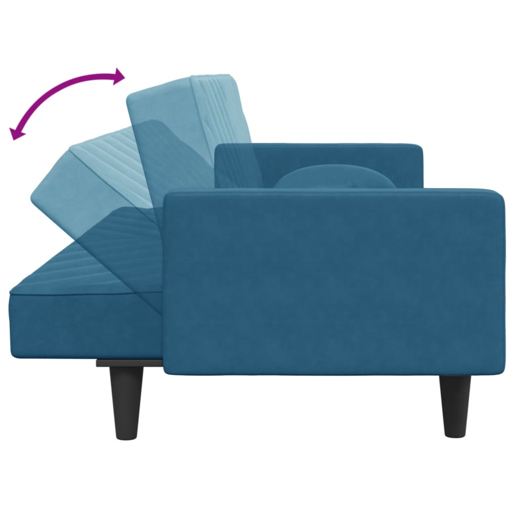 vidaXL 2-delige Loungeset met kussens fluweel blauw