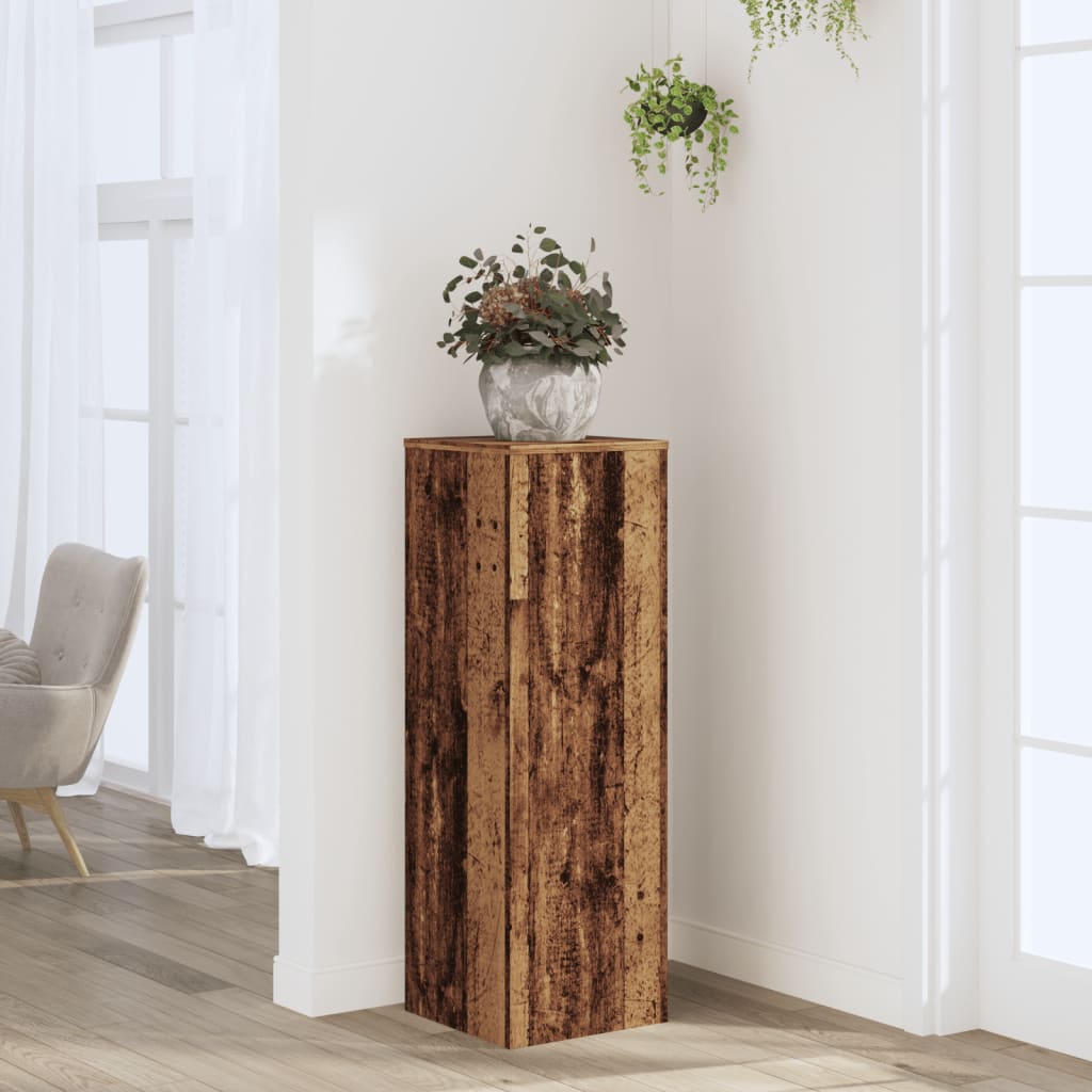 vidaXL Plantenstandaard 33x33x100 cm bewerkt hout oud houtkleurig