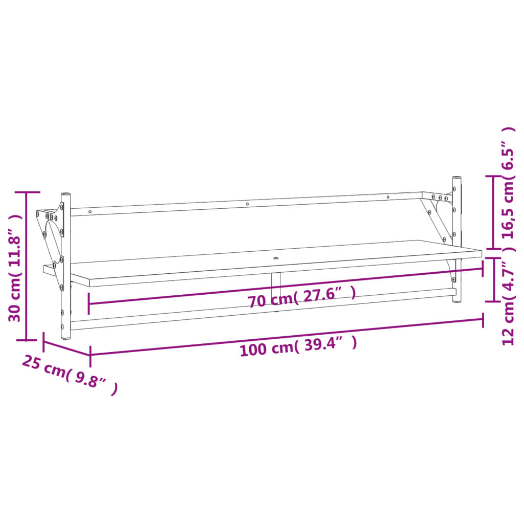 vidaXL Wandschappen met stangen 2 st 100x25x30 cm gerookt eikenkleurig