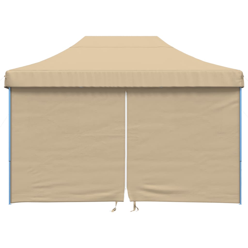 vidaXL Partytent inklapbaar pop-up met 4 zijwanden beige