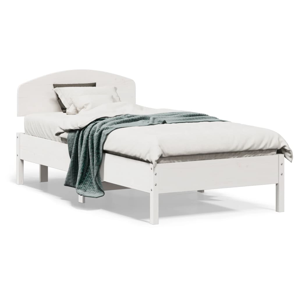 vidaXL Bedframe zonder matras massief grenenhout wit 75x190 cm