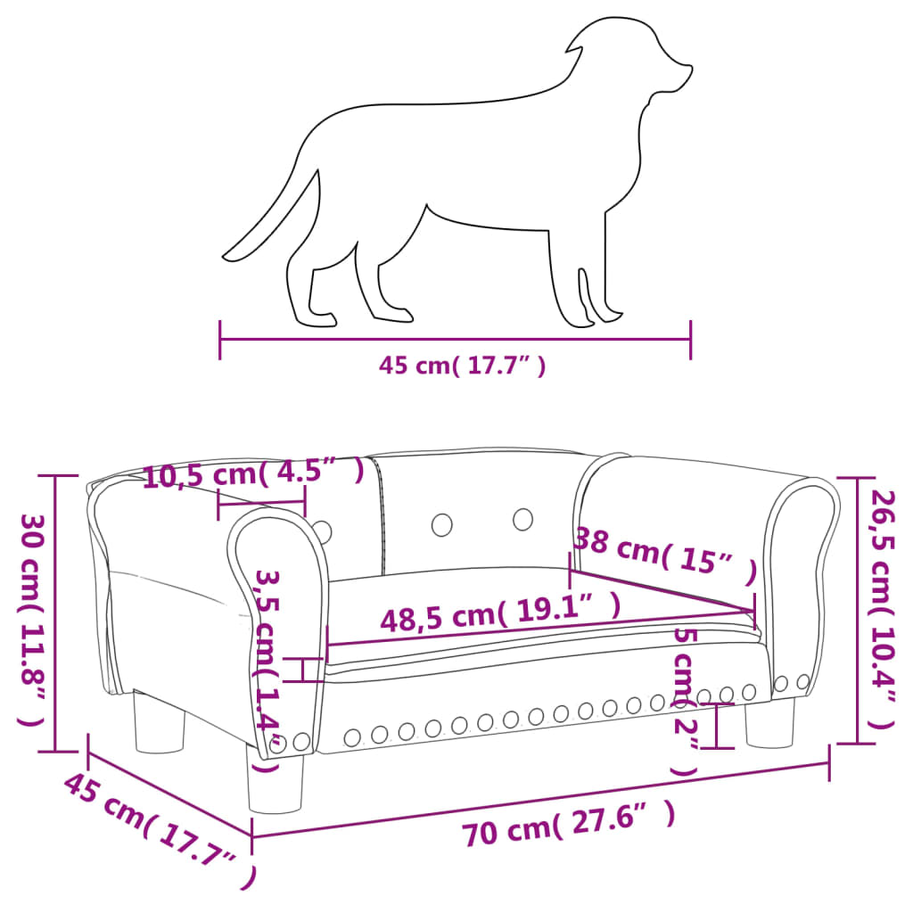 vidaXL Hondenmand 70x45x30 cm fluweel bruin