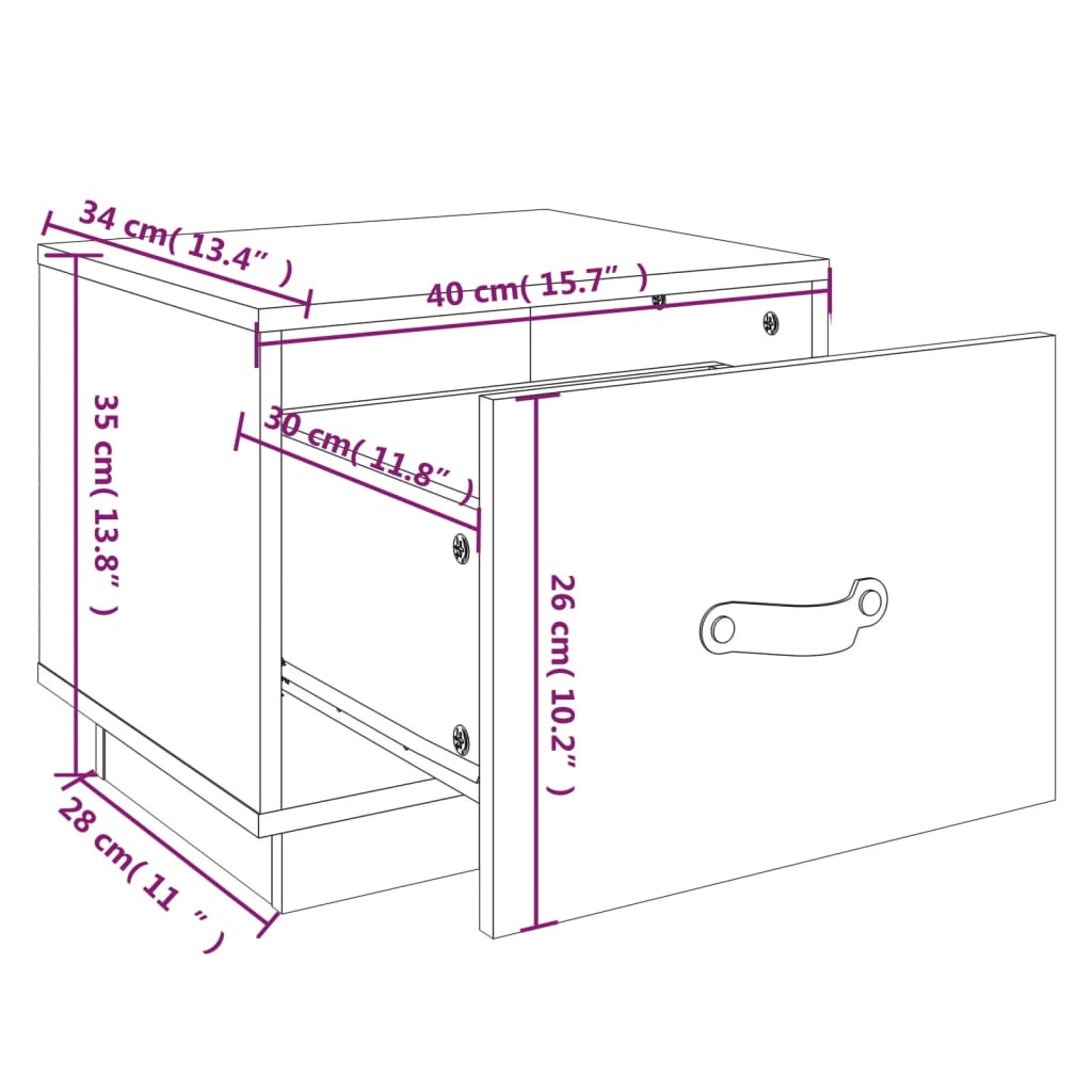 vidaXL Nachtkastjes 2 st 40x34x35 cm massief grenenhout