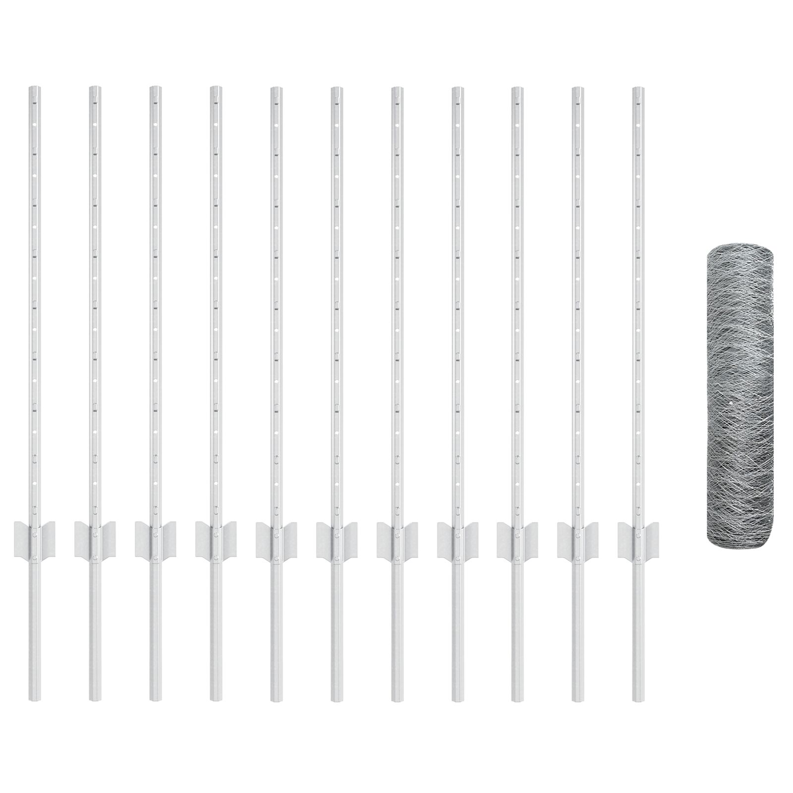 7 Feet Heavy Duty Metal Fence Post Black, Pack of 5, for Garden Wire Fence U-Channel Steel Garden Post Assemble
