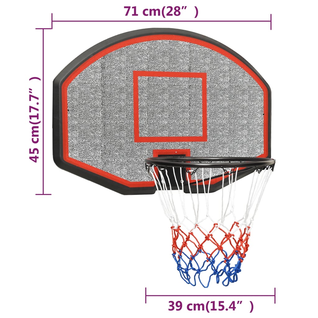 vidaXL Basketbalbord 71x45x2 cm polyetheen zwart