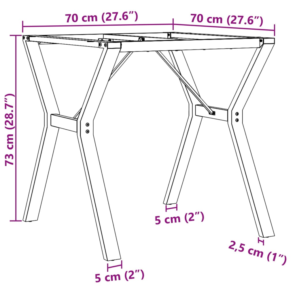 vidaXL Eettafelpoten Y-frame 70x70x73 cm gietijzer