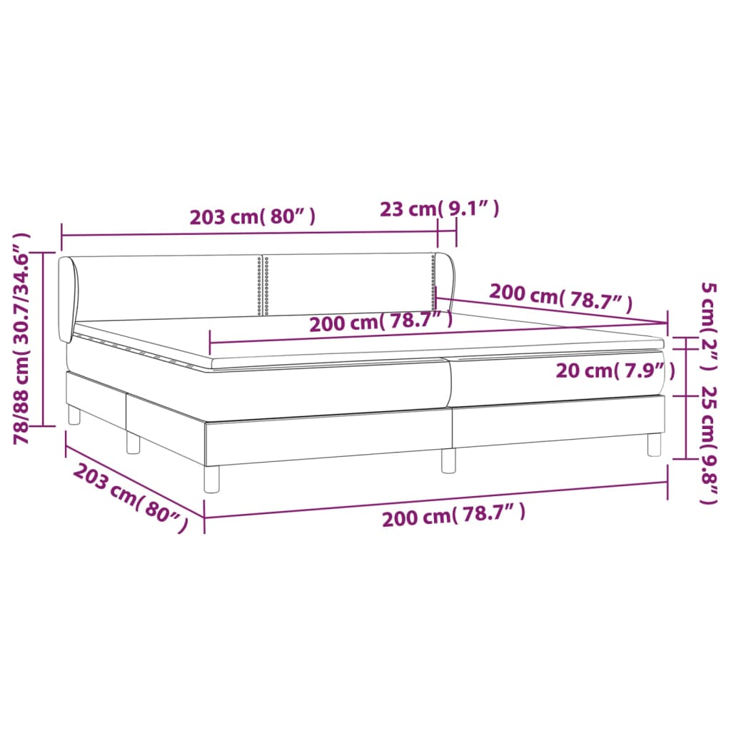 vidaXL Boxspring met matras stof taupe 200x200 cm