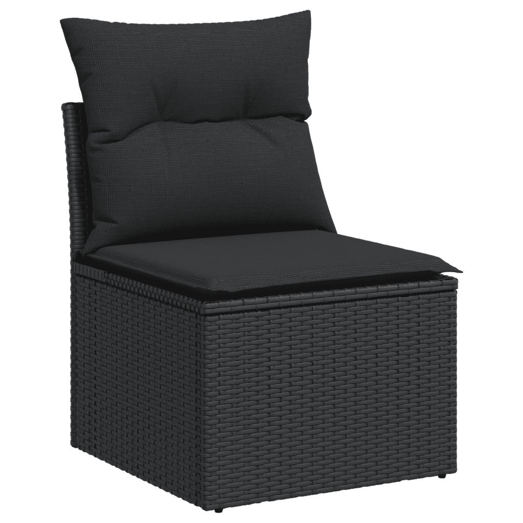 vidaXL 5-delige Loungeset met kussens poly rattan zwart