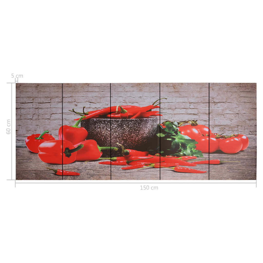 vidaXL Wandprintset paprika 150x60 cm canvas meerkleurig