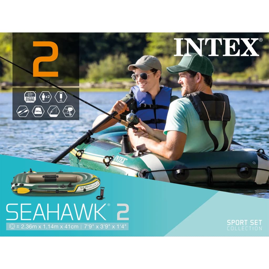 Intex Seahawk 2 Opblaasboot met roeispanen en pomp 68347NP