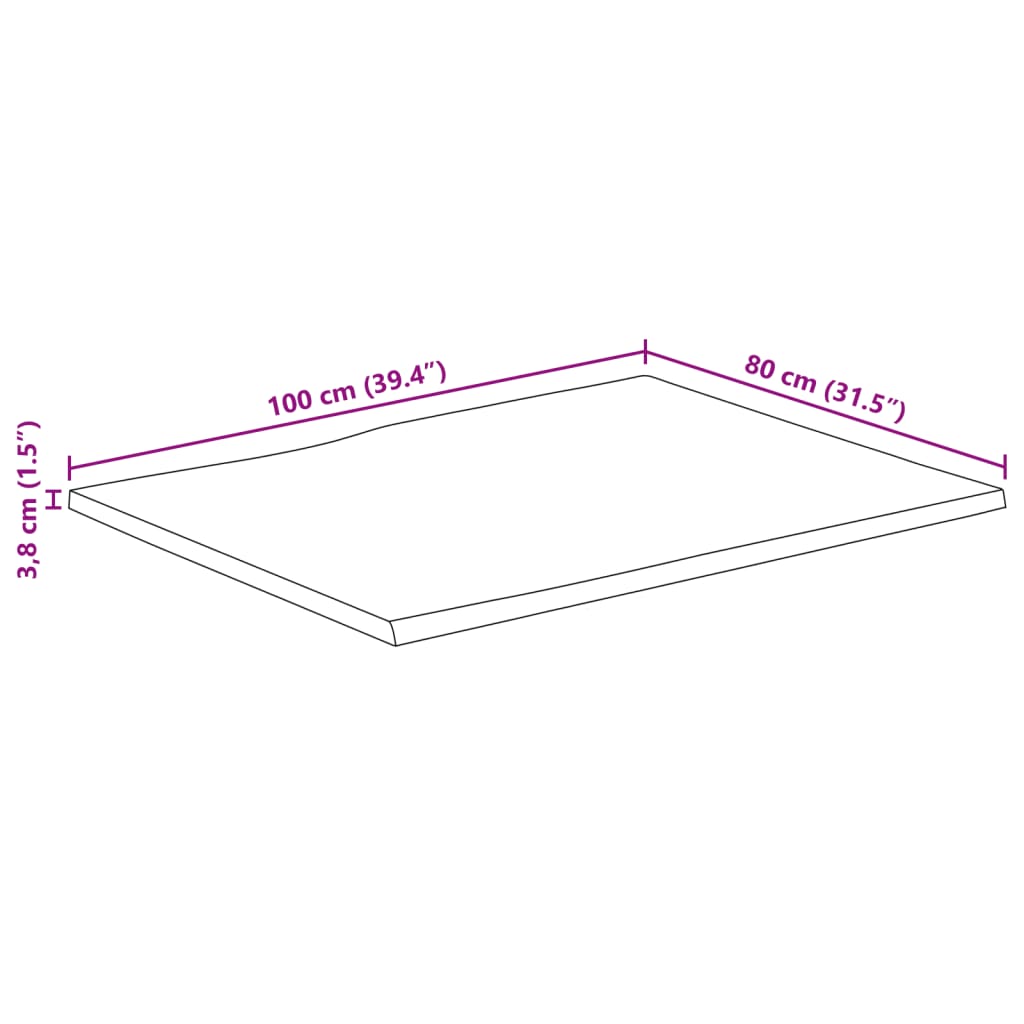 vidaXL Tafelblad met natuurlijke rand 100x80x3,8 cm massief mangohout