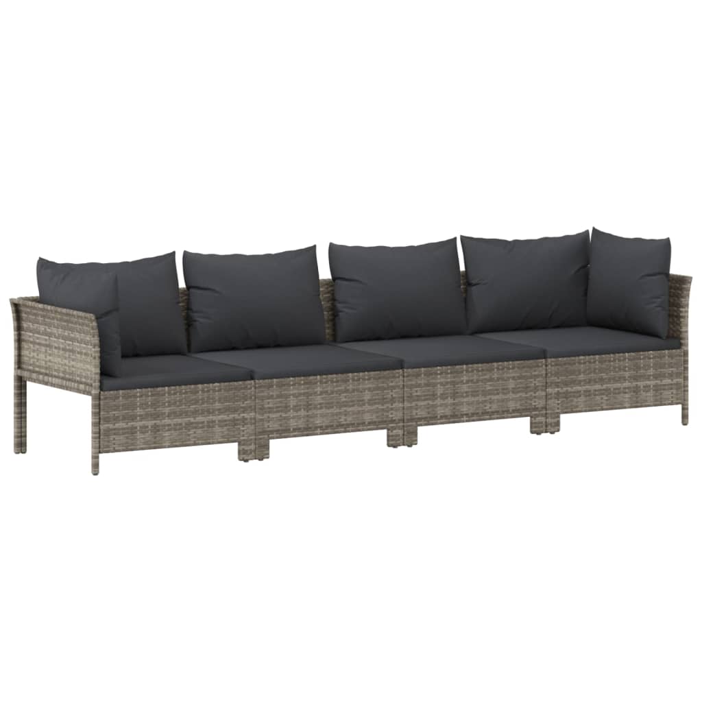 vidaXL 9-delige Loungeset met kussens poly rattan grijs