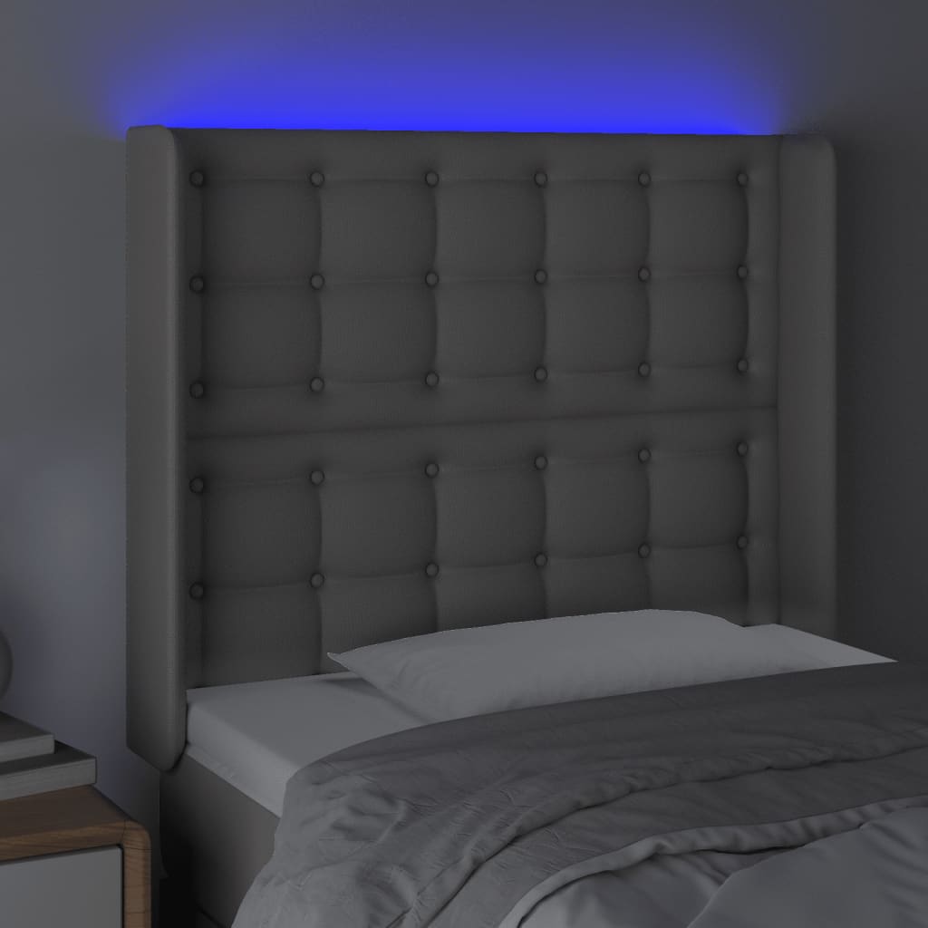 vidaXL Hoofdbord LED 93x16x118/128 cm kunstleer grijs