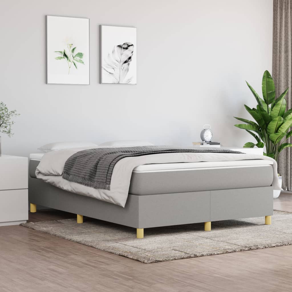 vidaXL Boxspring met matras stof lichtgrijs 140x190 cm