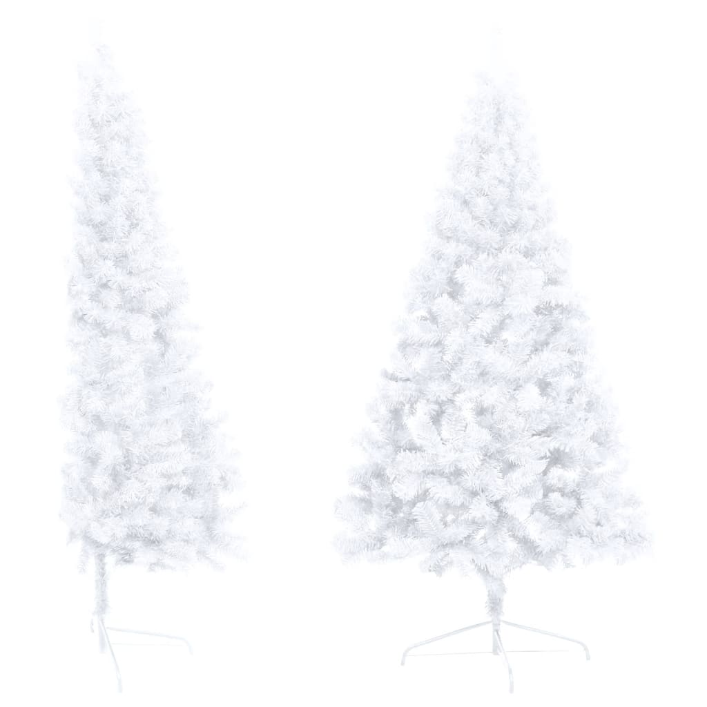 vidaXL Kunstkerstboom met verlichting en kerstballen half 150 cm wit
