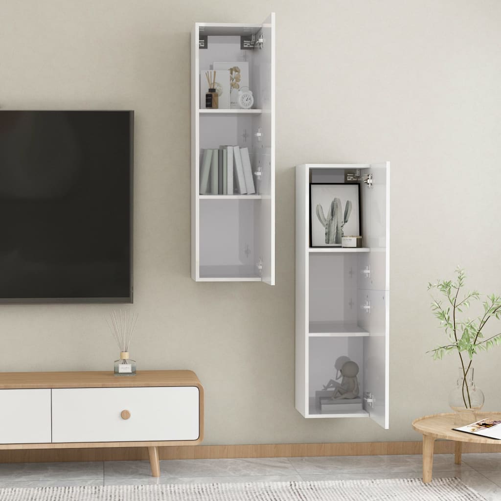 vidaXL Tv-meubels 2 st 30,5x30x110 cm bewerkt hout hoogglans wit