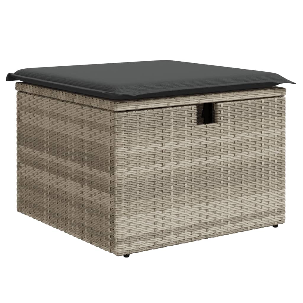 vidaXL 6-delige Loungeset met kussens poly rattan lichtgrijs