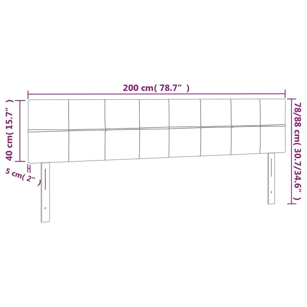 vidaXL Hoofdborden 2 st 100x5x78/88 cm fluweel donkergrijs