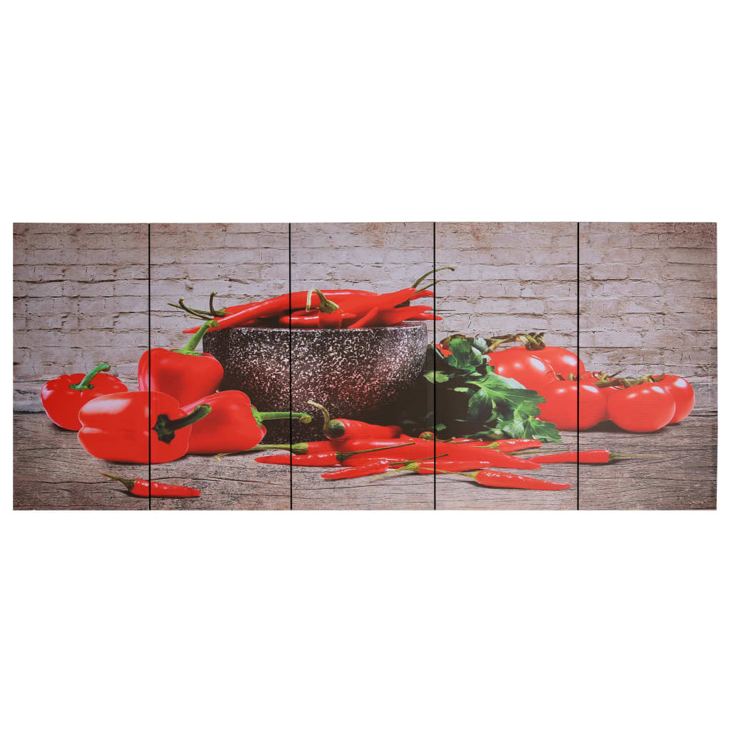 vidaXL Wandprintset paprika 200x80 cm canvas meerkleurig