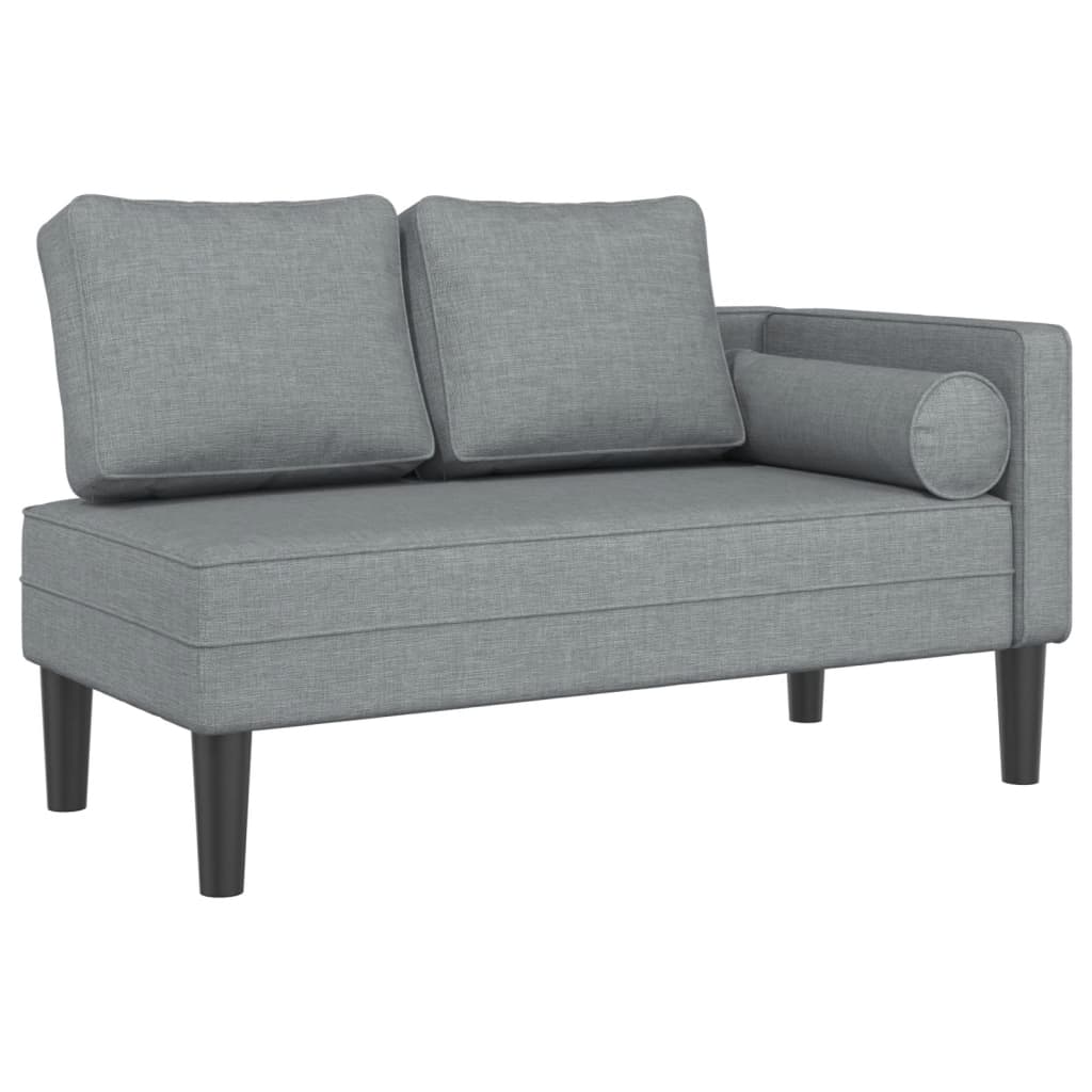 vidaXL Chaise longue met kussens stof lichtgrijs