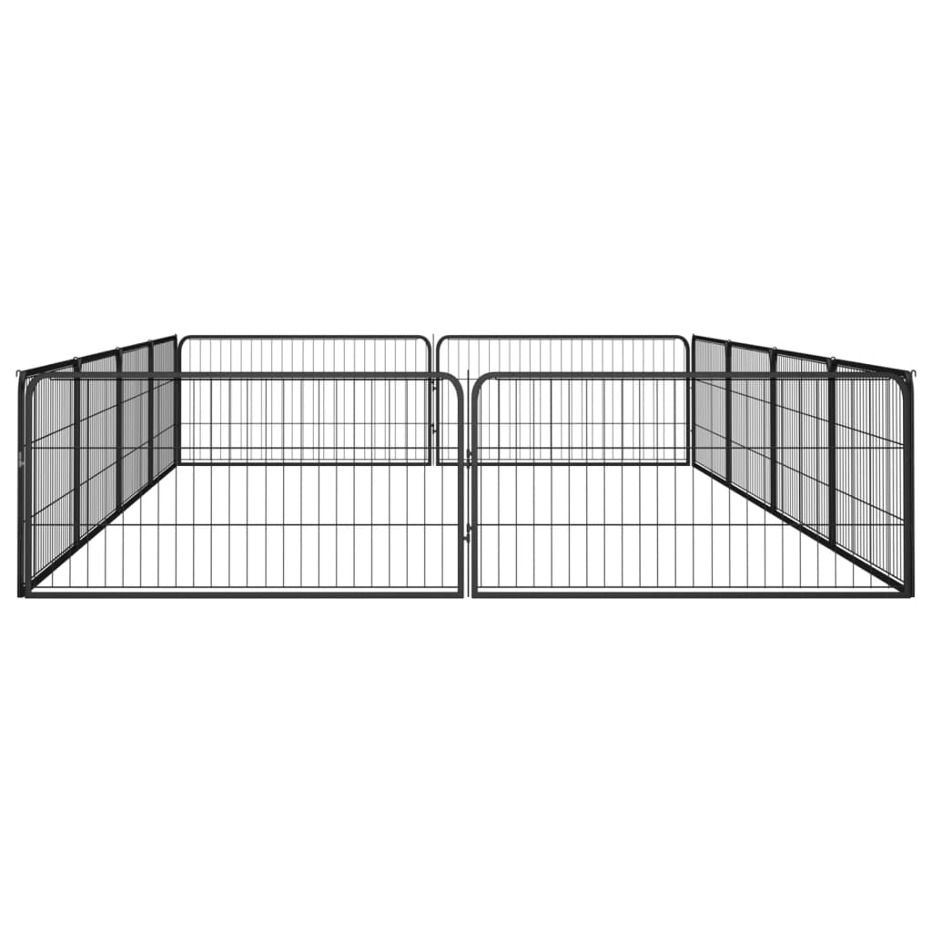 vidaXL Hondenkennel 12 panelen 100x50 cm gepoedercoat staal zwart