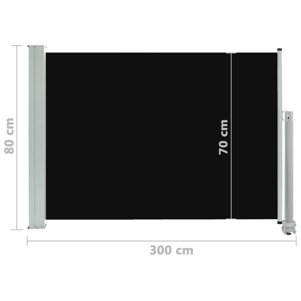 vidaXL Tuinscherm uittrekbaar 80x300 cm zwart