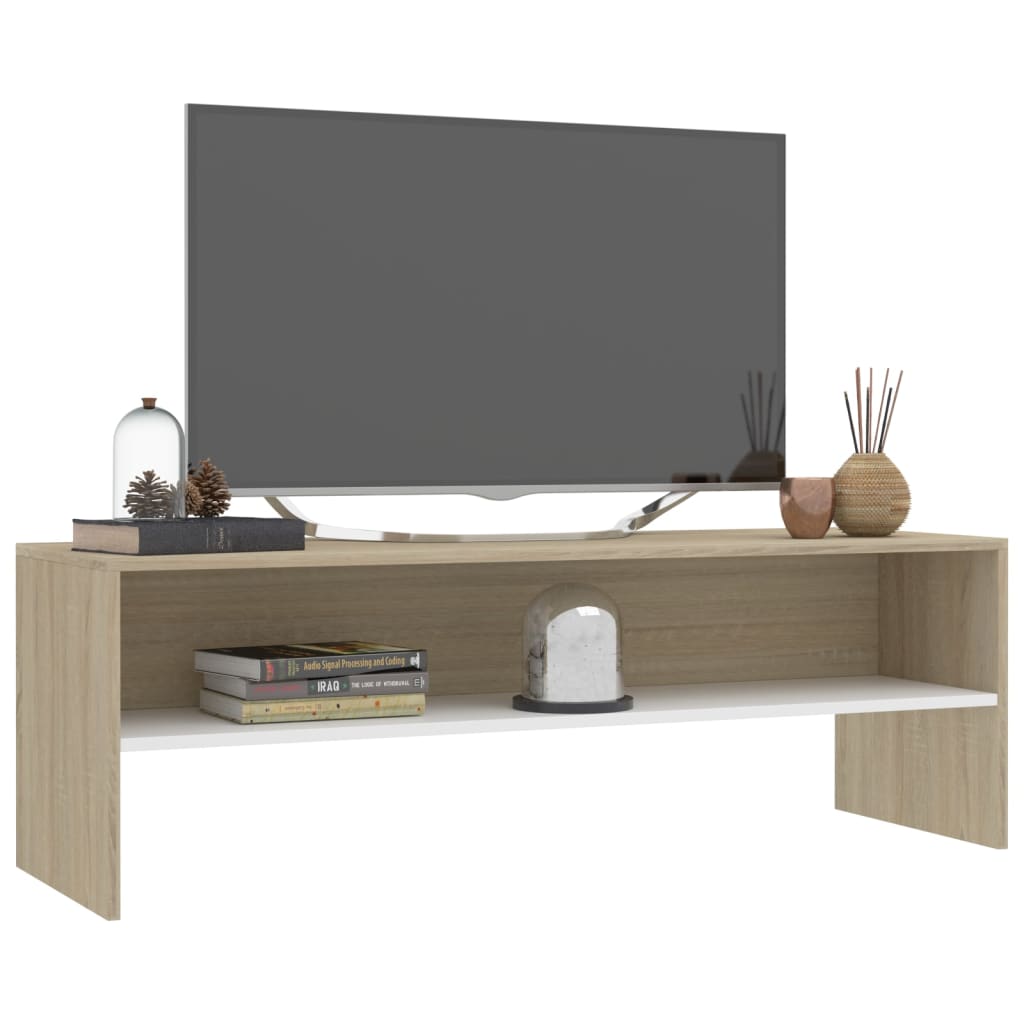 vidaXL Tv-meubel 120x40x40 cm bewerkt hout wit en sonoma eikenkleurig