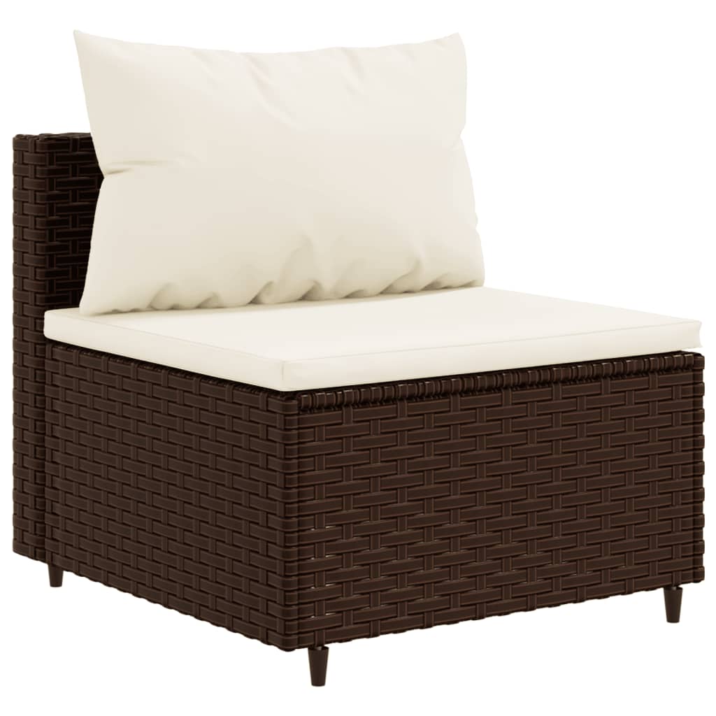 vidaXL 5-delige Loungeset met kussens poly rattan bruin