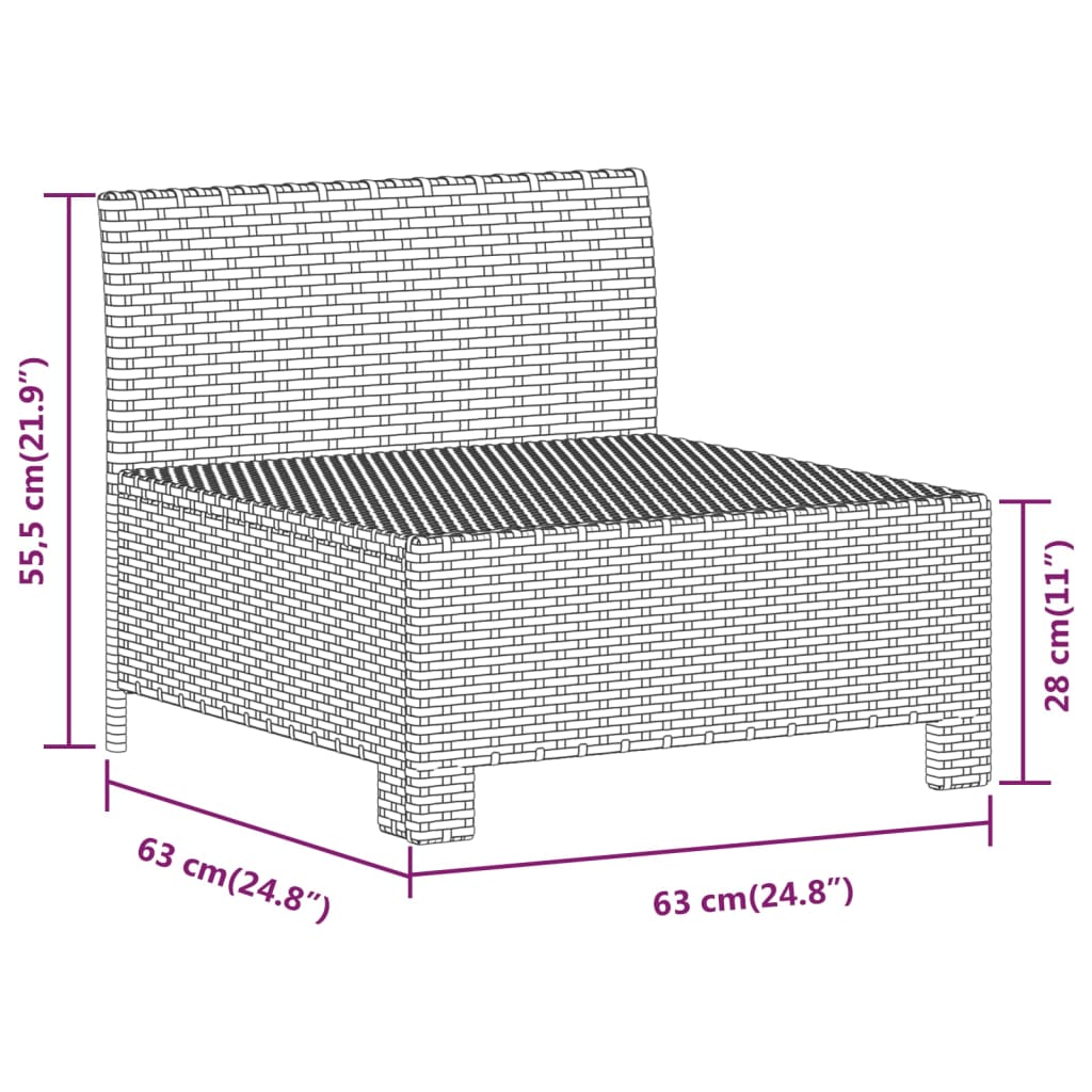 vidaXL 9-delige Loungeset met kussens poly rattan grijs