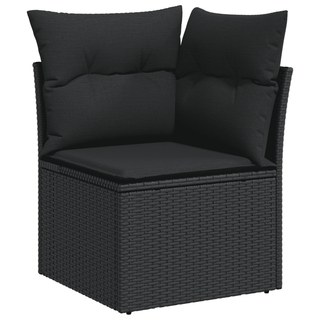 vidaXL 6-delige Loungeset met kussens poly rattan zwart