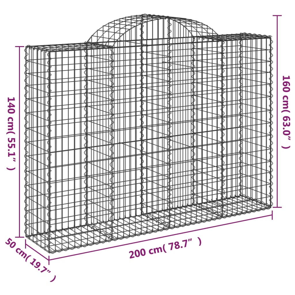 vidaXL Schanskorven 30 st gewelfd 200x50x140/160 cm ijzer