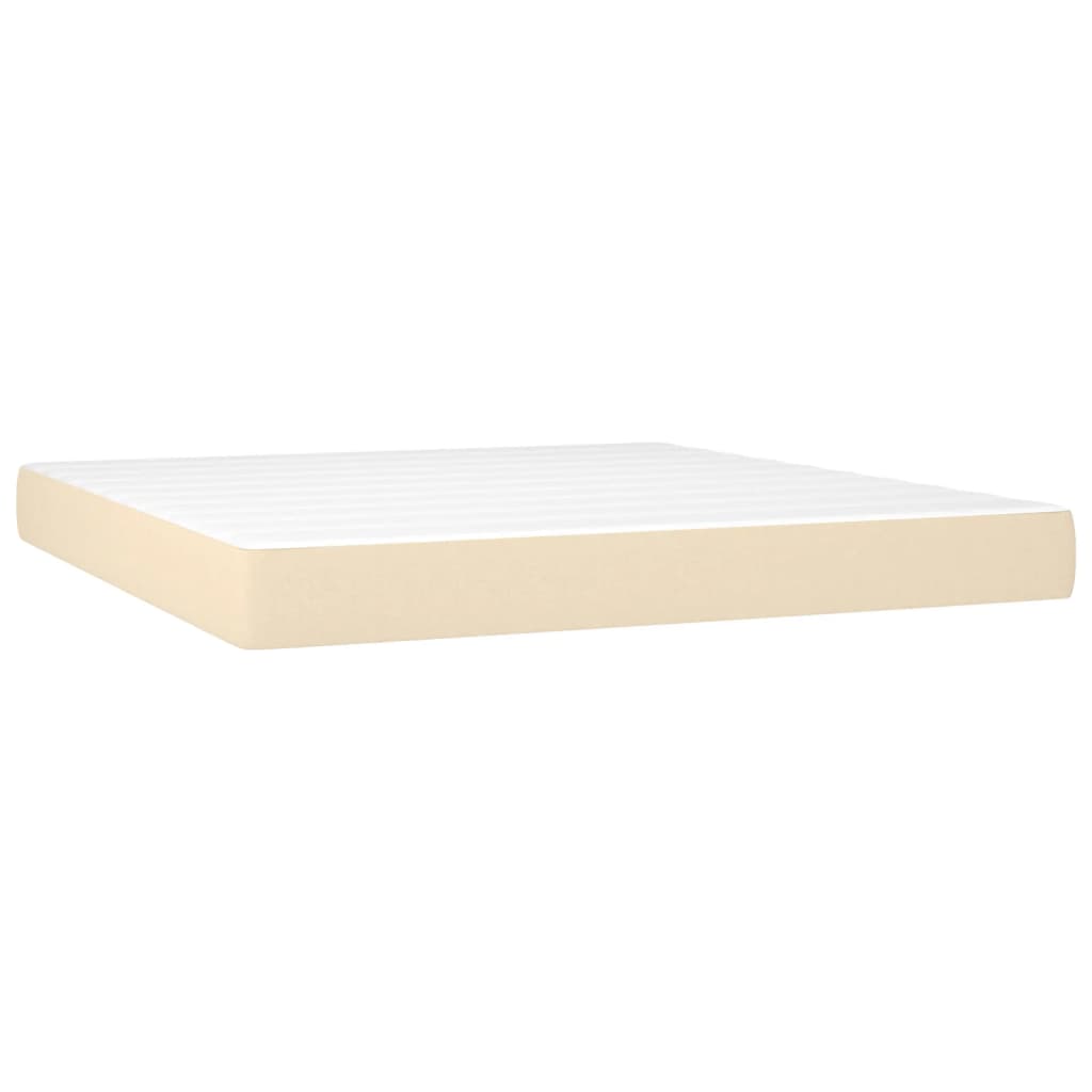 vidaXL Boxspring met matras en LED stof crèmekleurig 180x200 cm