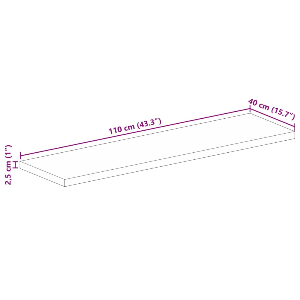 vidaXL Tafelblad rechthoekig 110x40x2,5 cm massief gerecycled hout