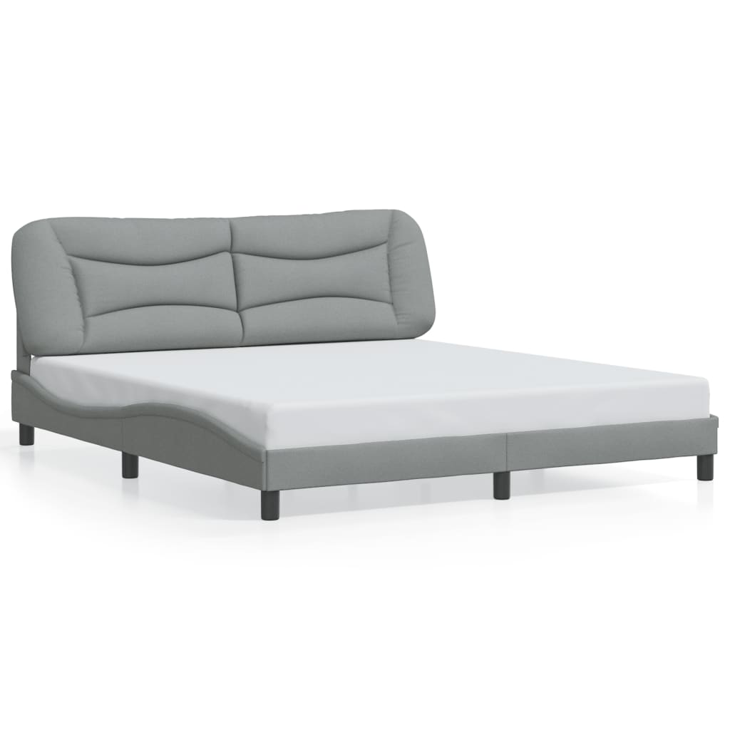 vidaXL Bedframe met hoofdbord stof lichtgrijs 180x200 cm